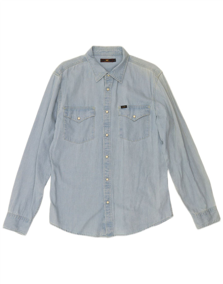 LEE Mens Denim Shirt Large Blue Cotton