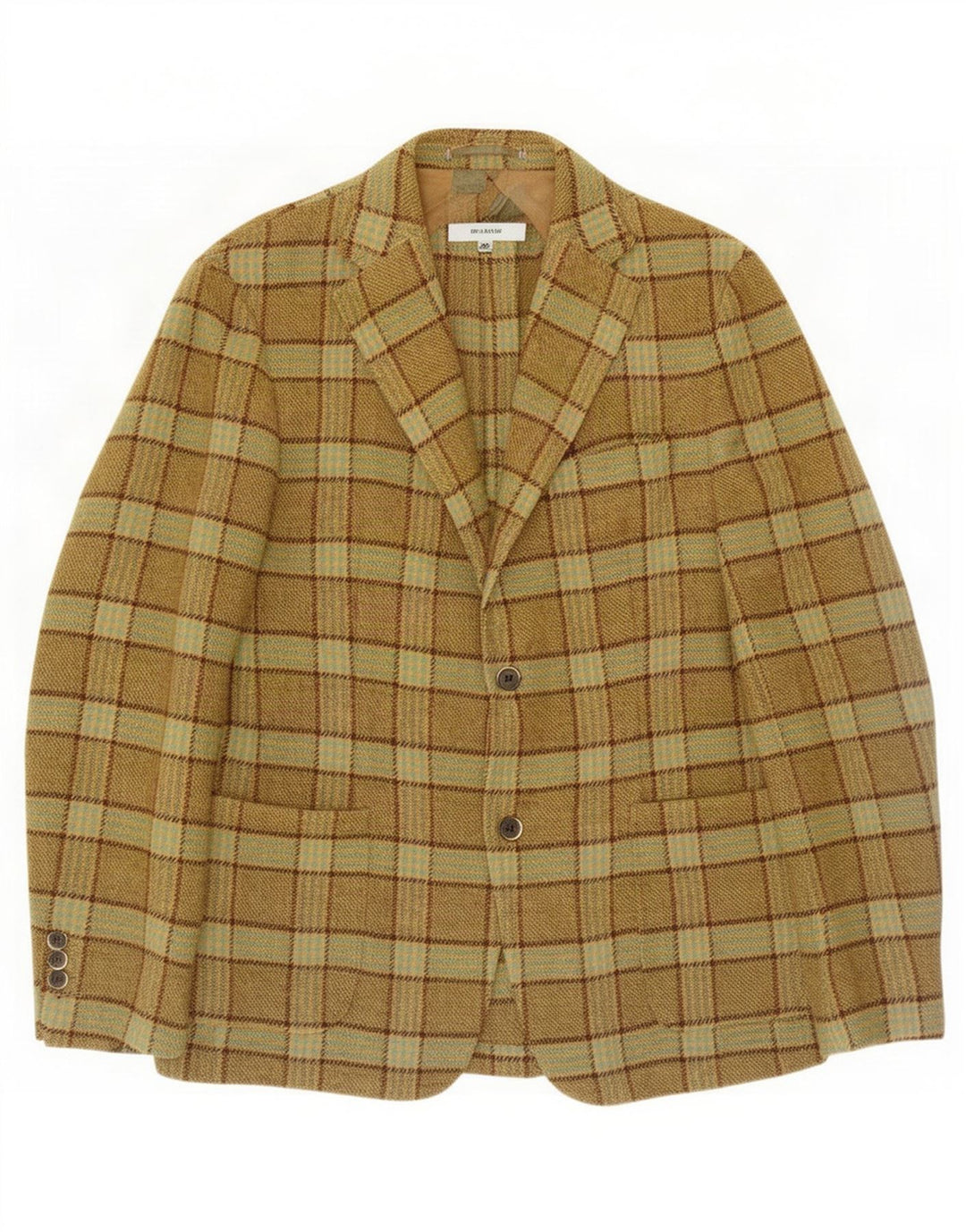 Brooksfield Mens 2 Button Blazer Jacket IT 50 Large Khaki Check