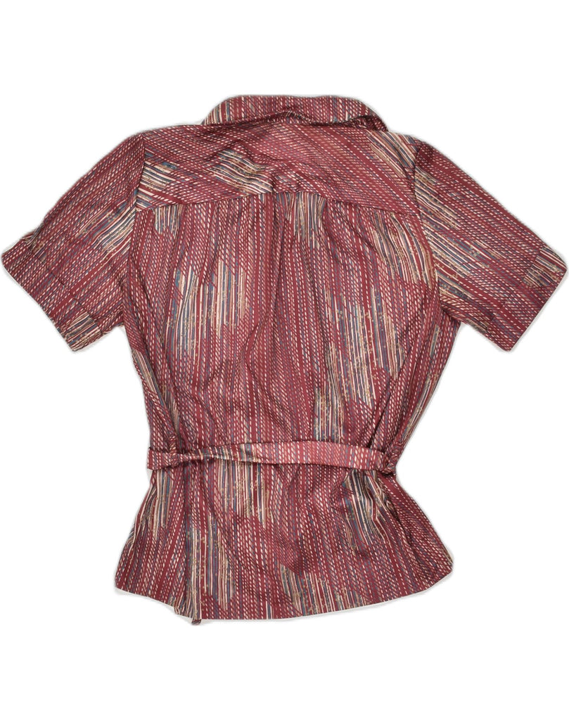 VINTAGE Womens Short Sleeve Shirt Blouse UK 14 Medium Burgundy Striped | Vintage Vintage | Thrift | Second-Hand Vintage | Used Clothing | Messina Hembry 