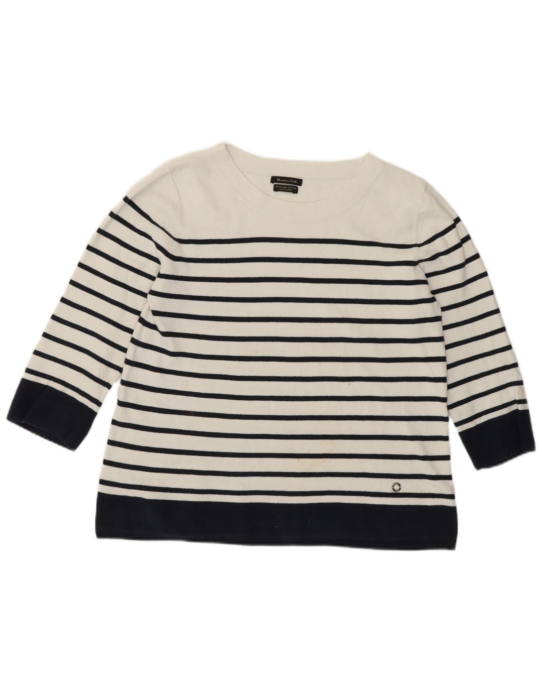 MASSIMO DUTTI Womens Crop Crew Neck Jumper Sweater UK 14 Medium White