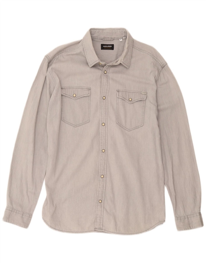 Jack & Jones Mens Denim Shirt XL Grey