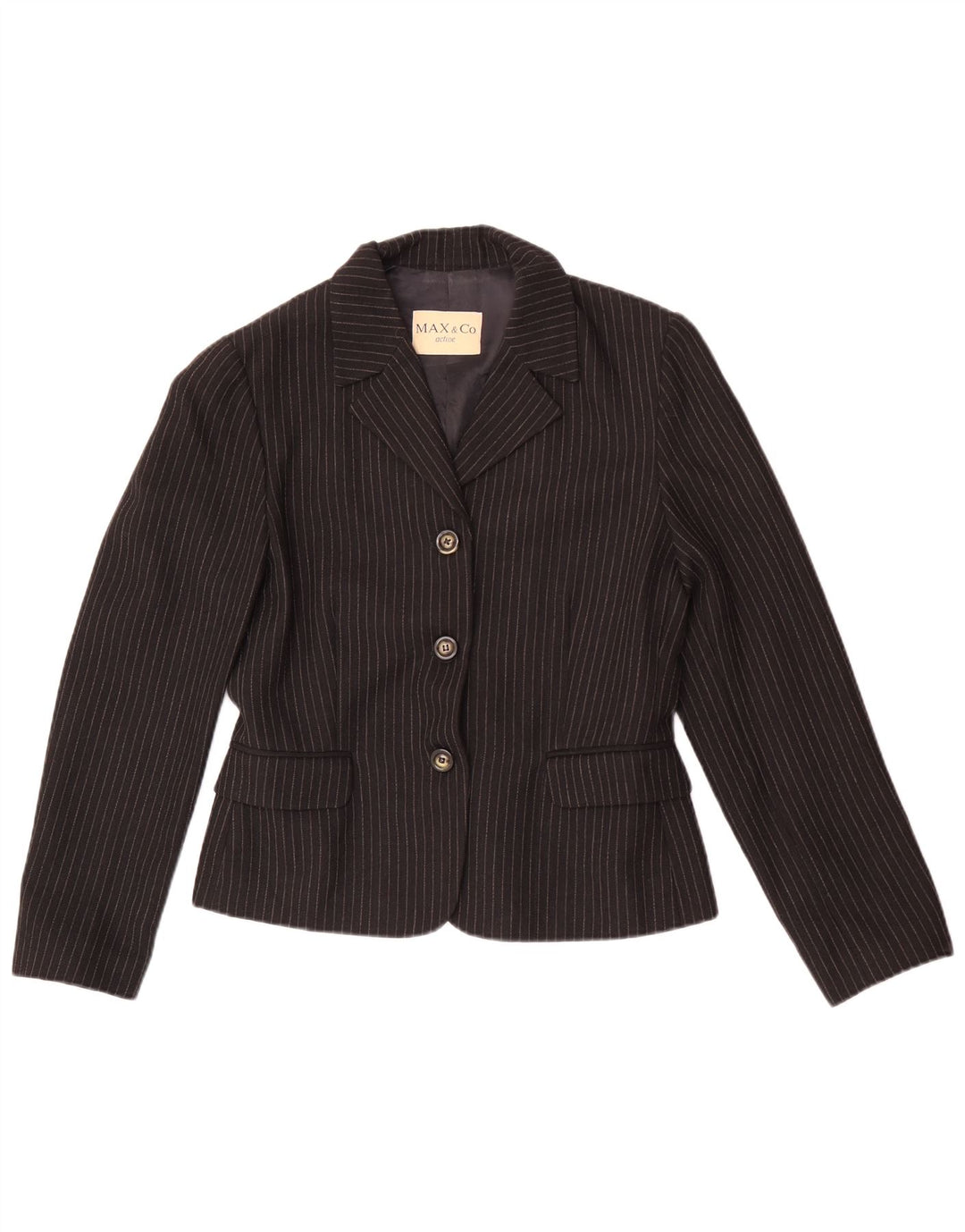 Max&Co. Womens 3 Button Blazer Jacket UK 12 Medium Black Pinstripe
