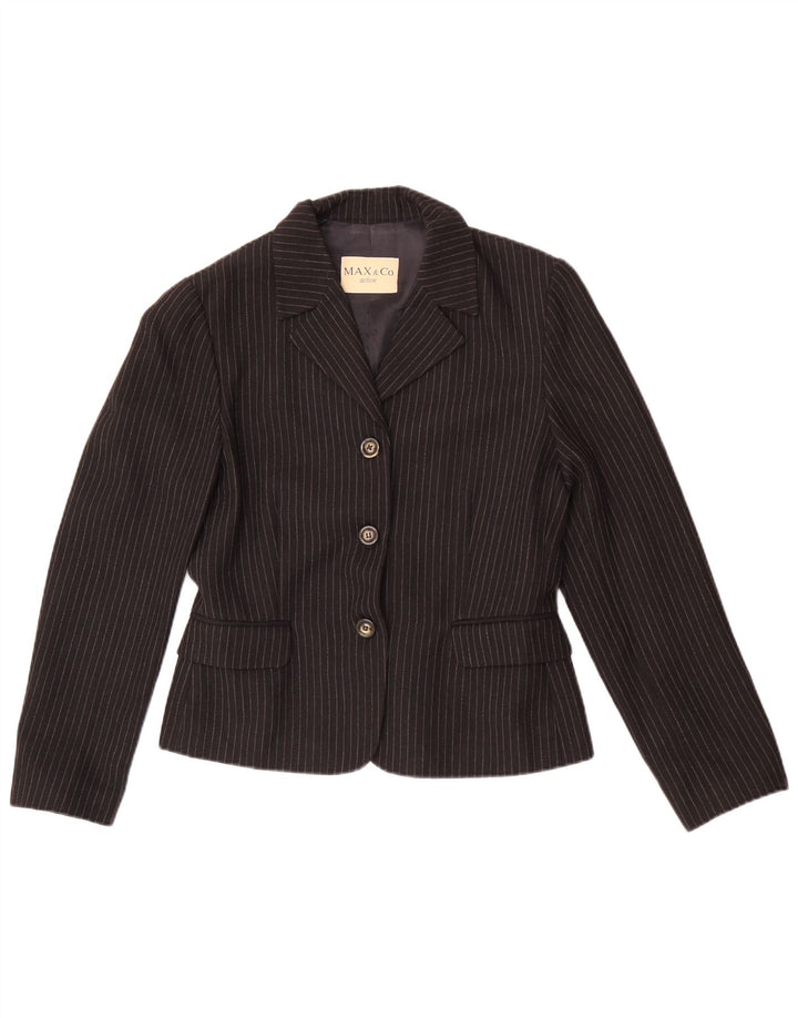 Max&Co. Womens 3 Button Blazer Jacket UK 12 Medium Black Pinstripe
