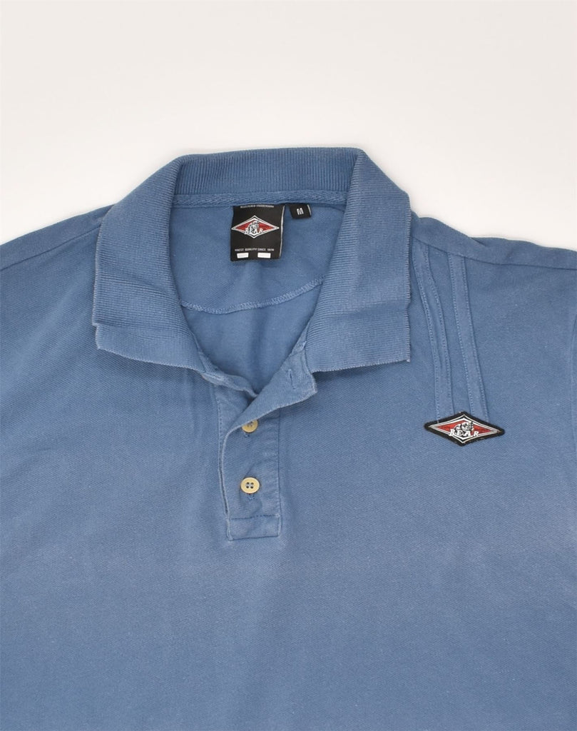 BEAR Mens Polo Shirt Medium Blue Cotton | Vintage Bear | Thrift | Second-Hand Bear | Used Clothing | Messina Hembry 