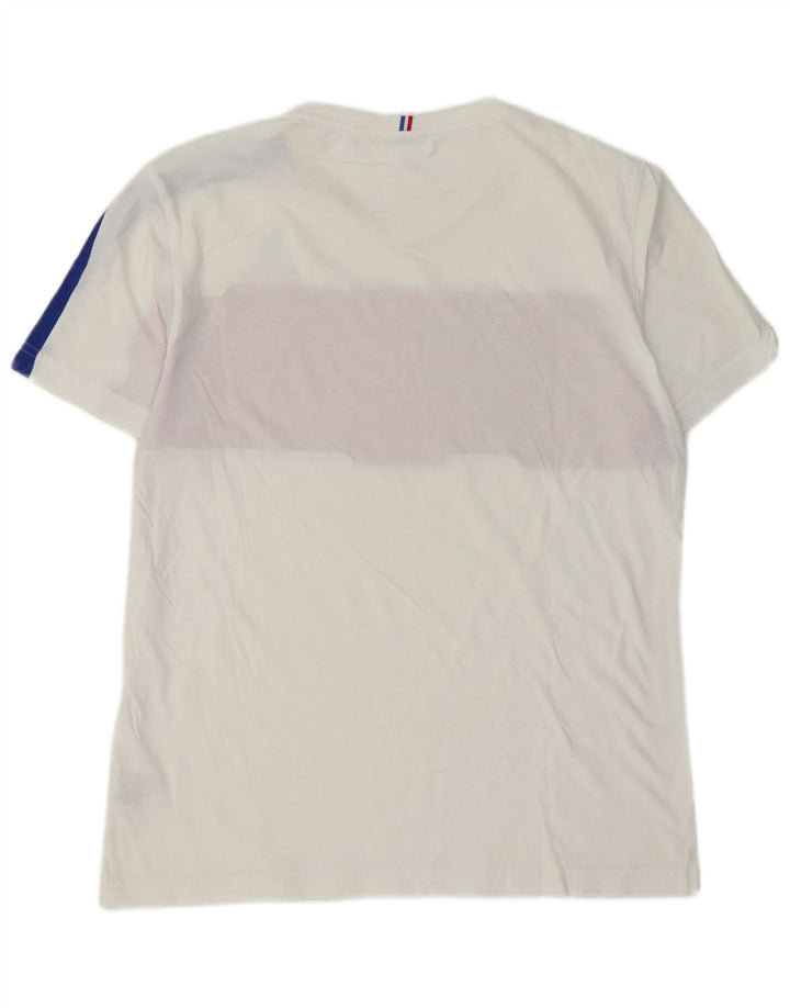 LE COQ SPORTIF Mens T-Shirt Top Medium White Colourblock Cotton