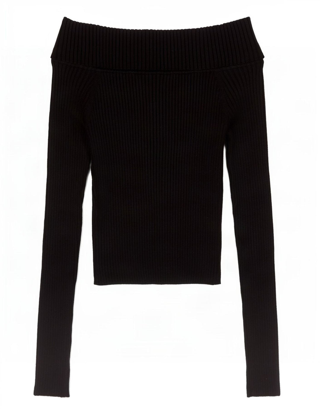 Zara Womens Crop Long Sleeve Off Shoulder Top UK 8 Small Black