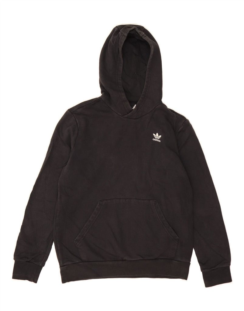 ADIDAS Boys Hoodie Jumper 13-14 Years Black Cotton Vintage Adidas and Second-Hand Adidas from Messina Hembry 
