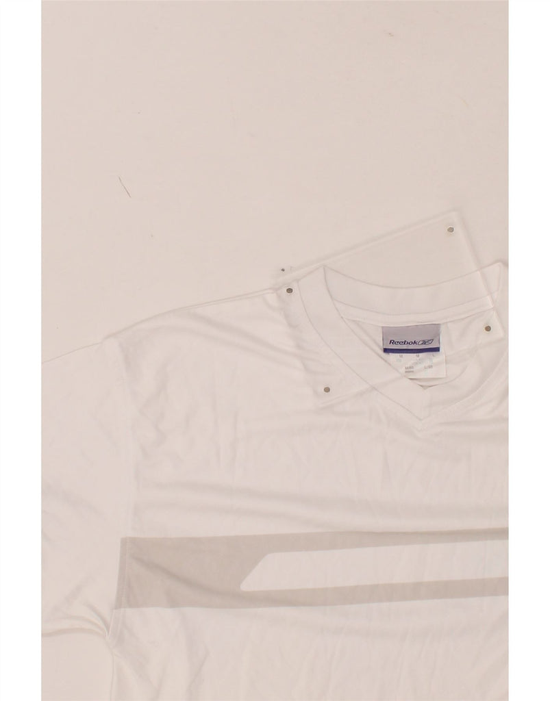 REEBOK Mens T-Shirt Top Medium White Colourblock Vintage Reebok and Second-Hand Reebok from Messina Hembry 