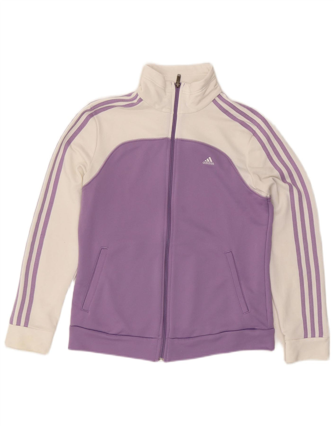 ADIDAS Womens Tracksuit Top Jacket UK 12/14 Medium Purple Colourblock
