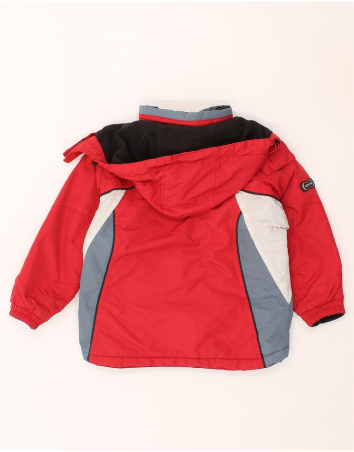 BRUGI Boys Hooded Windbreaker Jacket 3-4 Years Red Colourblock Polyester Vintage Brugi and Second-Hand Brugi from Messina Hembry 
