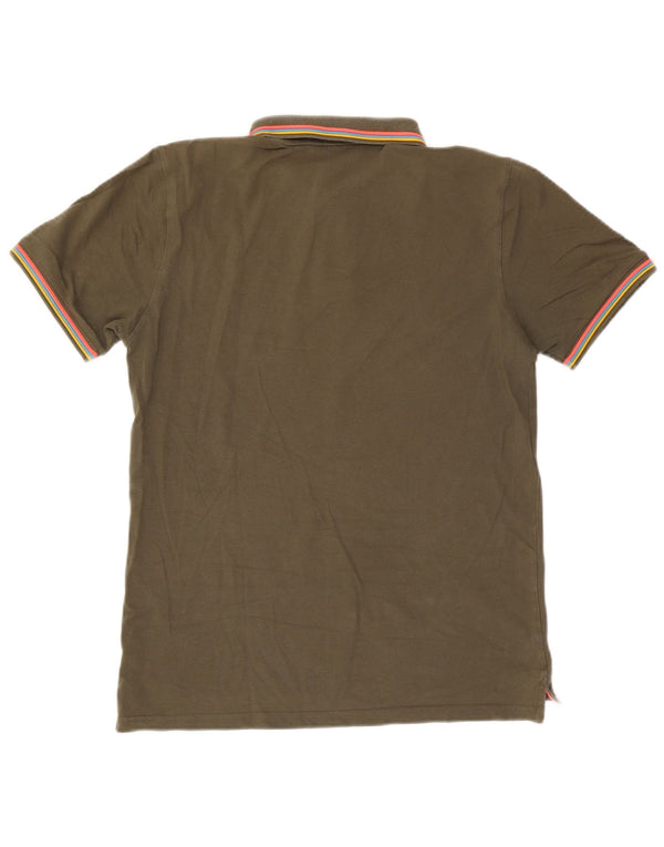 Sundek Mens Polo Shirt Large Khaki Striped Cotton
