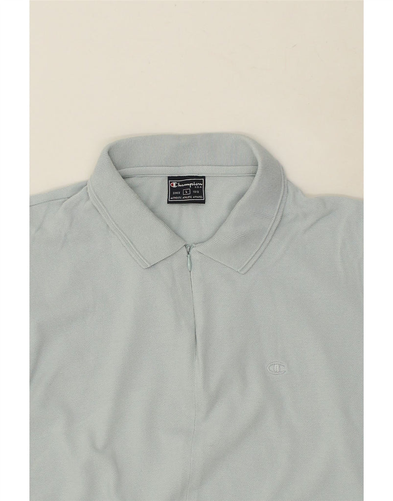 CHAMPION Mens Polo Shirt Large Blue Cotton | Vintage Champion | Thrift | Second-Hand Champion | Used Clothing | Messina Hembry 