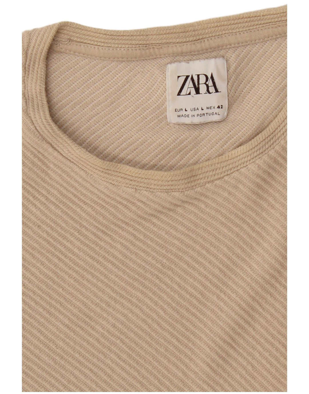 ZARA Mens Top Long Sleeve Large Beige
