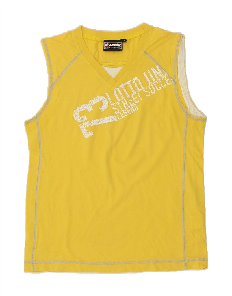 LOTTO Mens Graphic Vest Top Small Yellow Cotton | Vintage Lotto | Thrift | Second-Hand Lotto | Used Clothing | Messina Hembry 