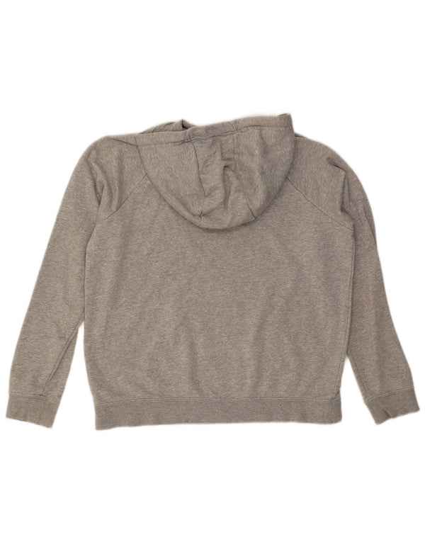 Nike Womens Hoodie Jumper UK 14 Medium Grey Flecked Cotton