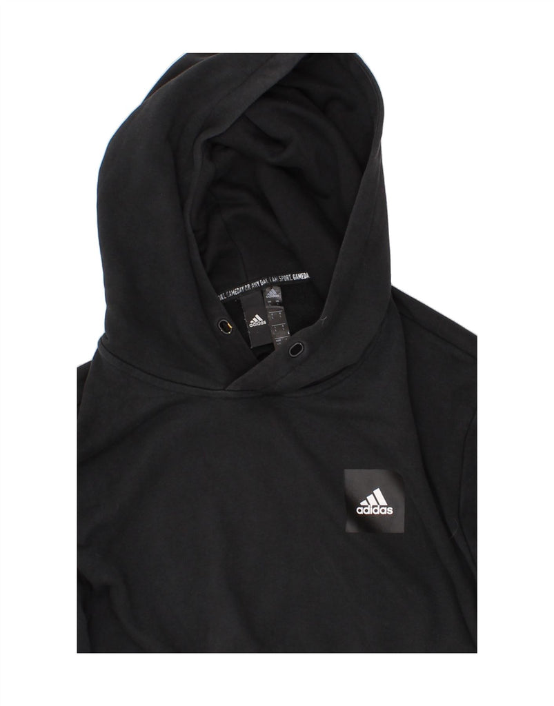 ADIDAS Mens Graphic Hoodie Jumper Large Black Vintage Adidas and Second-Hand Adidas from Messina Hembry 