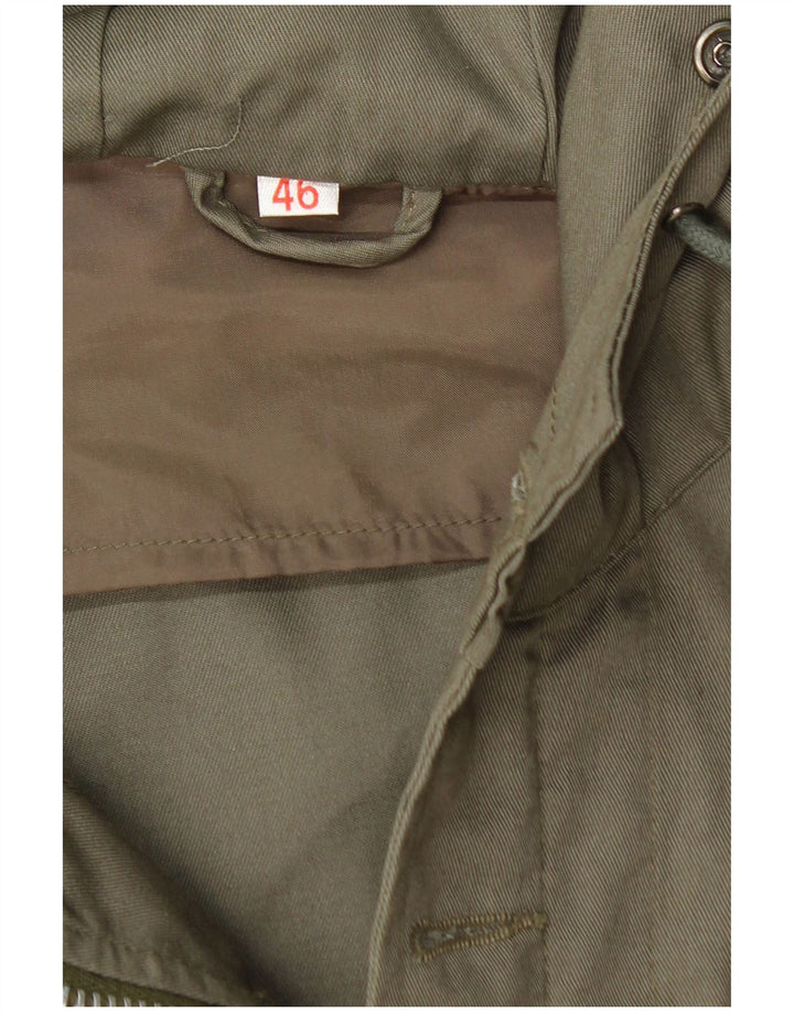 Vintage Mens Hooded Parka Jacket IT 46 Small Khaki