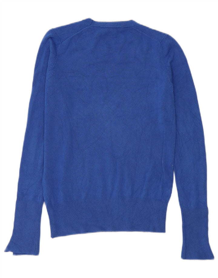 Zara Womens Crew Neck Jumper Sweater UK 10 Small Blue Viscose