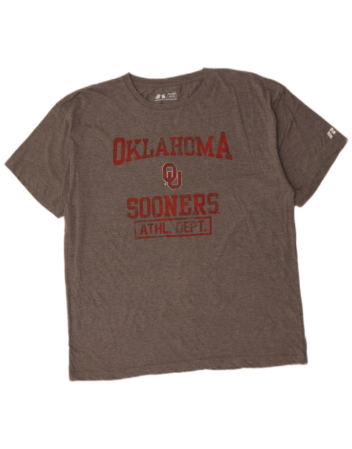 RUSSELL ATHLETIC Mens Oklahoma Sooners Graphic T-Shirt Top XL Grey
