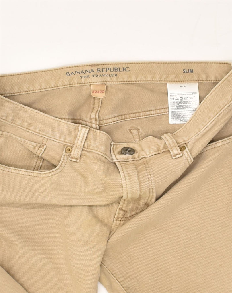 BANANA REPUBLIC Mens Slim Jeans W32 L30 Beige Cotton | Vintage Banana Republic | Thrift | Second-Hand Banana Republic | Used Clothing | Messina Hembry 