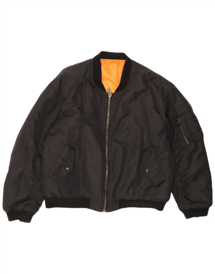 Vintage Mens Bomber Jacket IT 52/54 XL Black Nylon