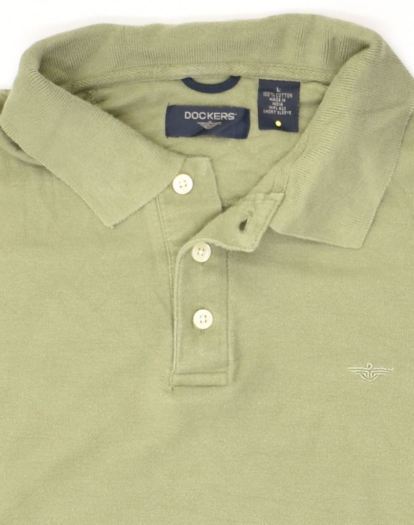 DOCKERS Mens Polo Shirt Large Khaki Cotton | Vintage Dockers | Thrift | Second-Hand Dockers | Used Clothing | Messina Hembry 