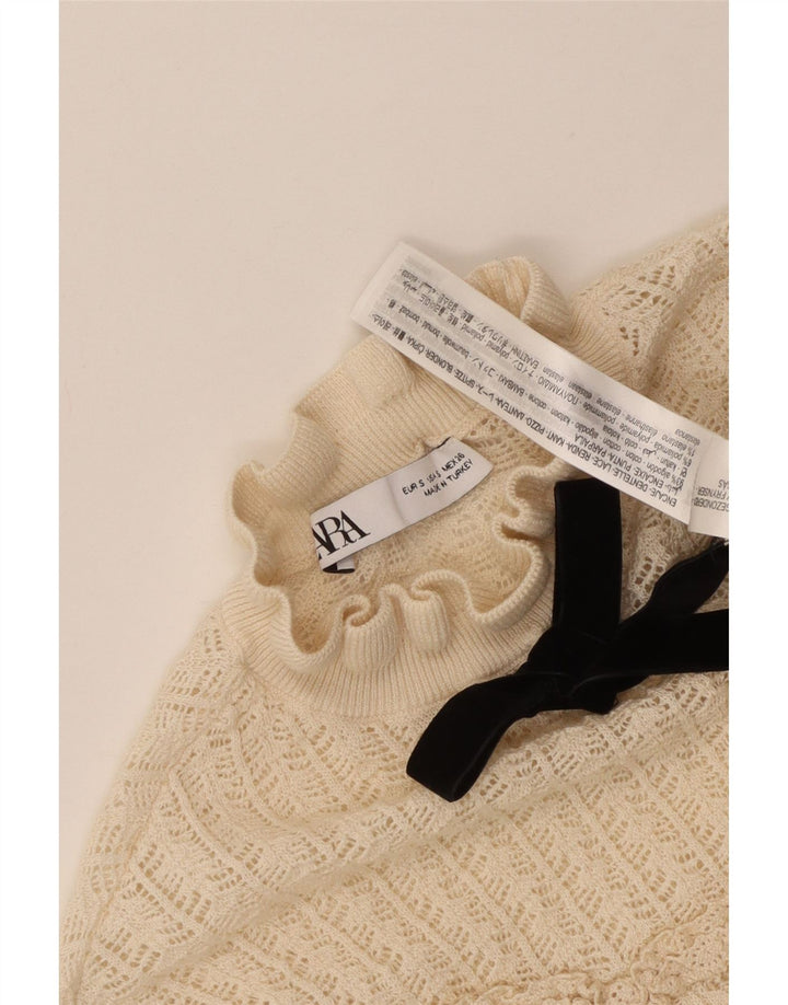 Zara Womens See Through Turtle Neck Jumper Sweater UK 8 Small Off White