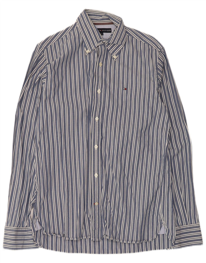 TOMMY HILFIGER Mens Shirt Small Blue Striped Cotton