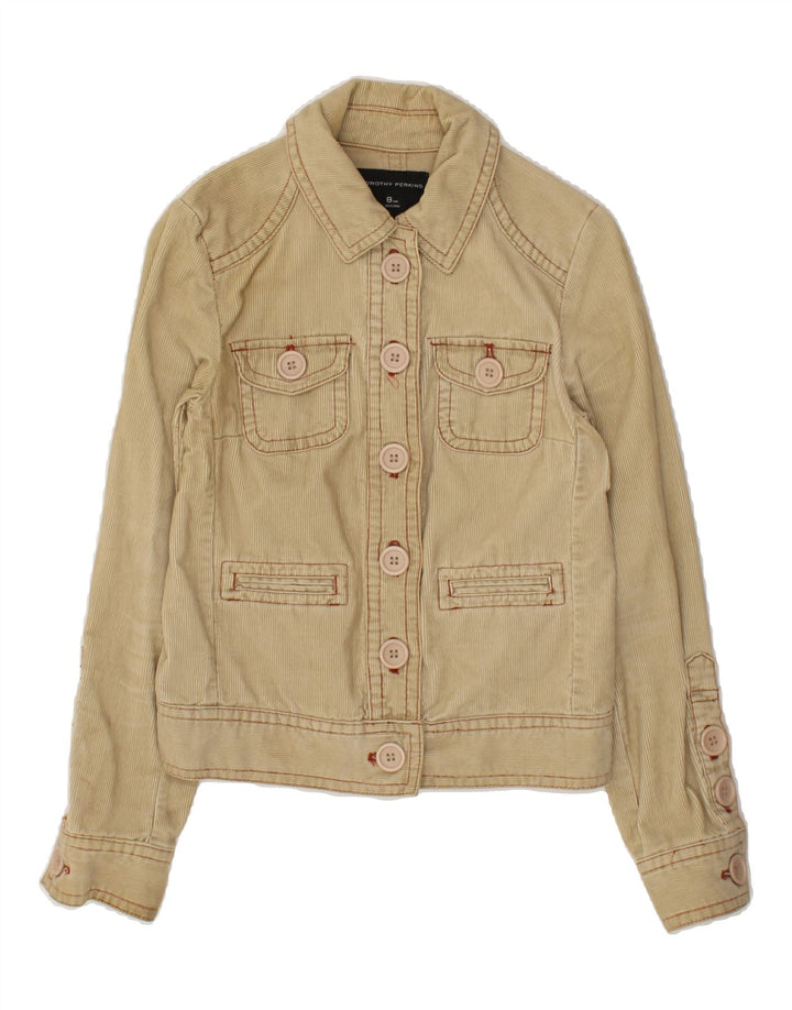 DOROTHY PERKINS Womens Corduroy Jacket UK 8 Small  Beige Cotton Vintage Dorothy Perkins and Second-Hand Dorothy Perkins from Messina Hembry 