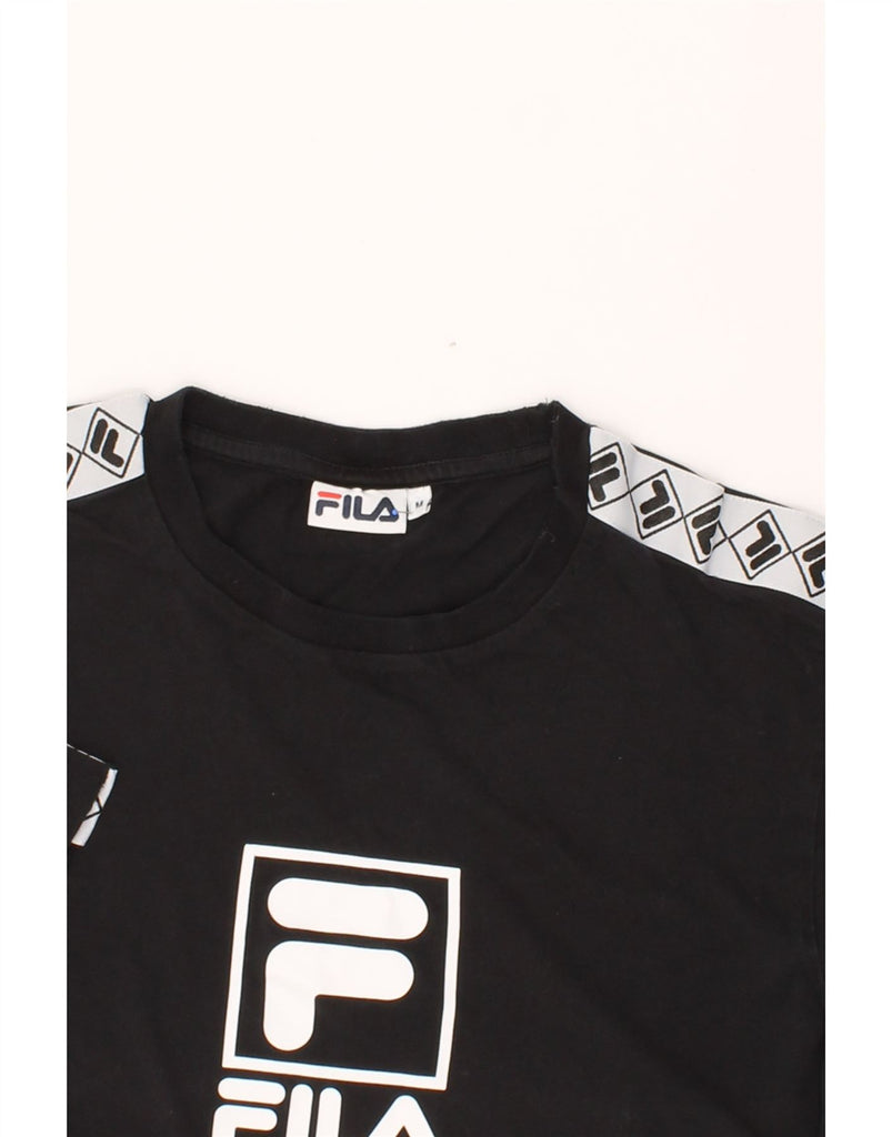 FILA Mens Graphic T-Shirt Top Medium Black Colourblock Cotton Vintage Fila and Second-Hand Fila from Messina Hembry 