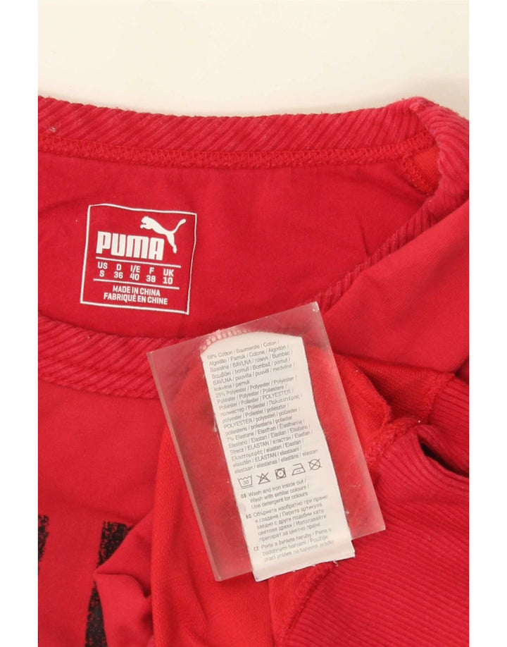 Puma Womens Graphic Sweatshirt Jumper UK 10 Small Red Cotton