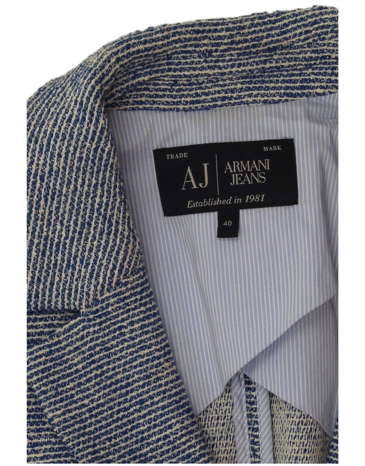 Armani Jeans Womens 2 Button Blazer Jacket EU 40 Medium Blue Pinstripe