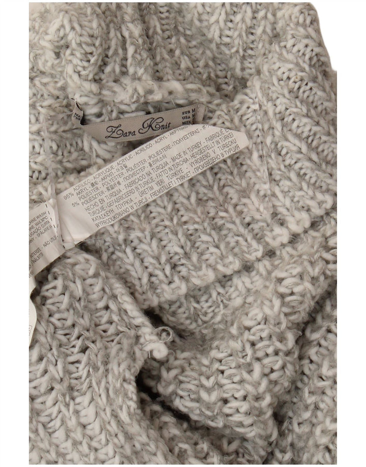 Zara Womens Oversized Roll Neck Jumper Sweater UK 14 Medium Grey Flecked