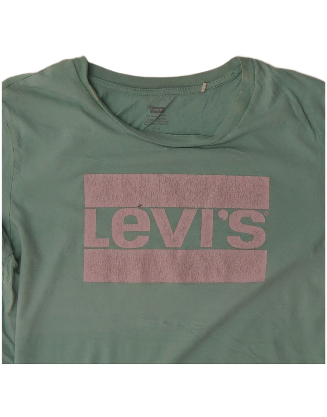 LEVI'S Womens Graphic T-Shirt Top UK 16 Large Turquoise Cotton