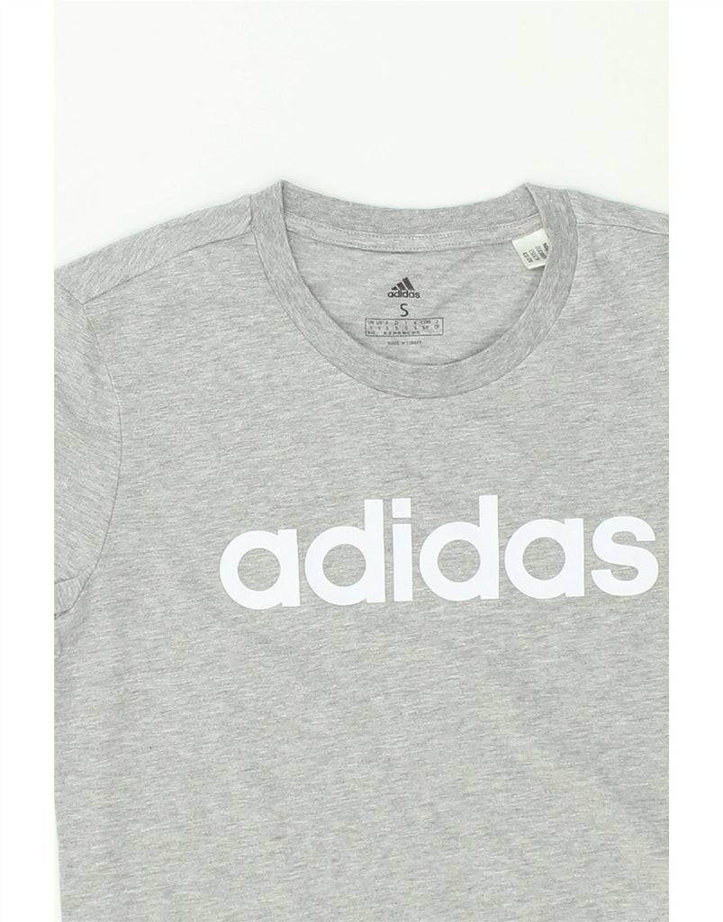 ADIDAS Womens Graphic T-Shirt Top UK 10 Small Grey Cotton | Vintage Adidas | Thrift | Second-Hand Adidas | Used Clothing | Messina Hembry 