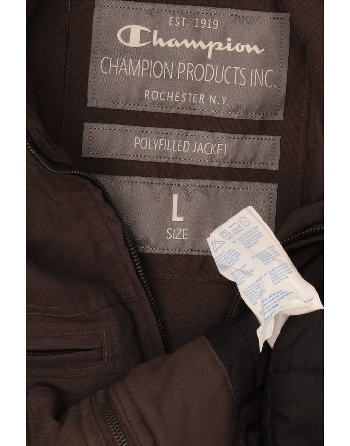 Champion Mens Bomber Jacket UK 40 Large Brown Polyamide