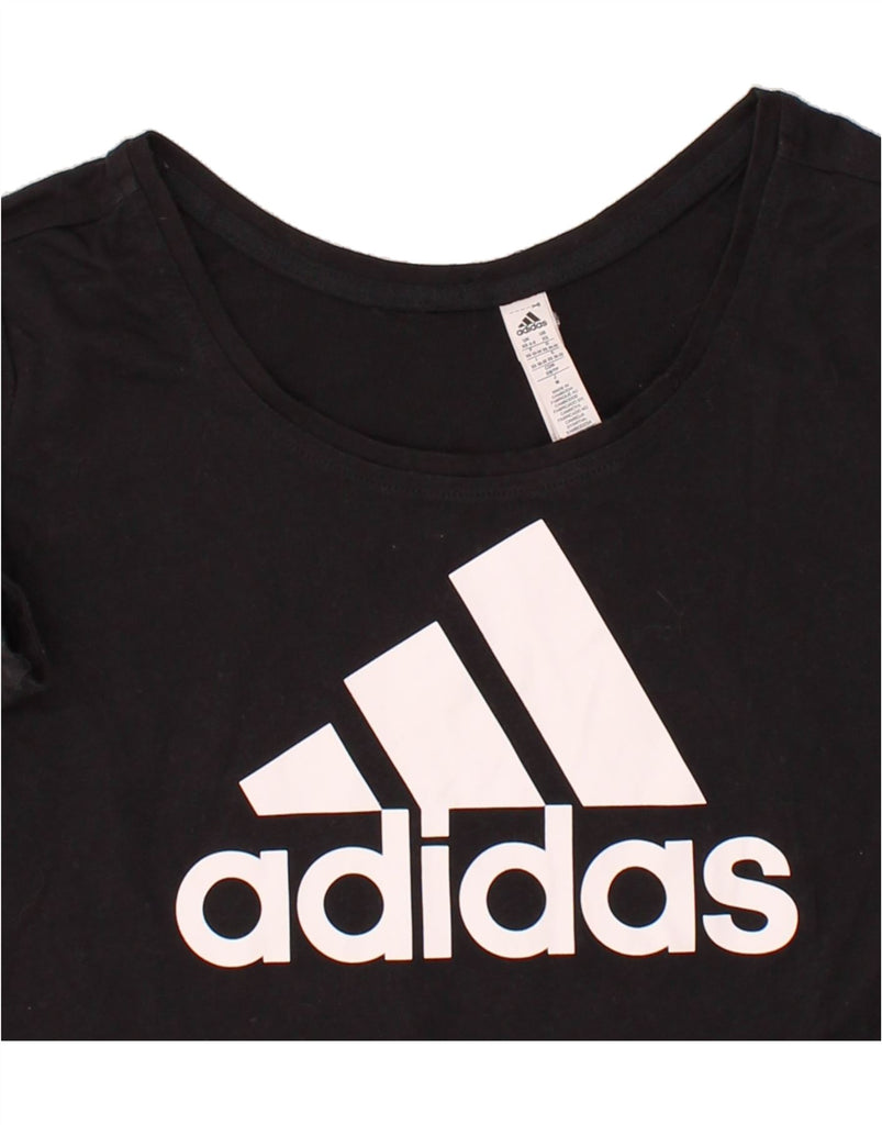ADIDAS Womens Graphic T-Shirt Top UK 4/6 XS Black Cotton Vintage Adidas and Second-Hand Adidas from Messina Hembry 