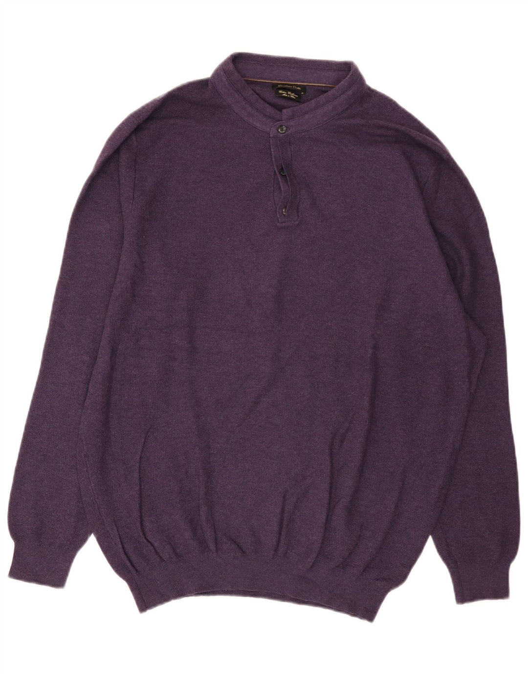 Massimo Dutti Mens Button Neck Jumper Sweater 2XL Purple Cotton