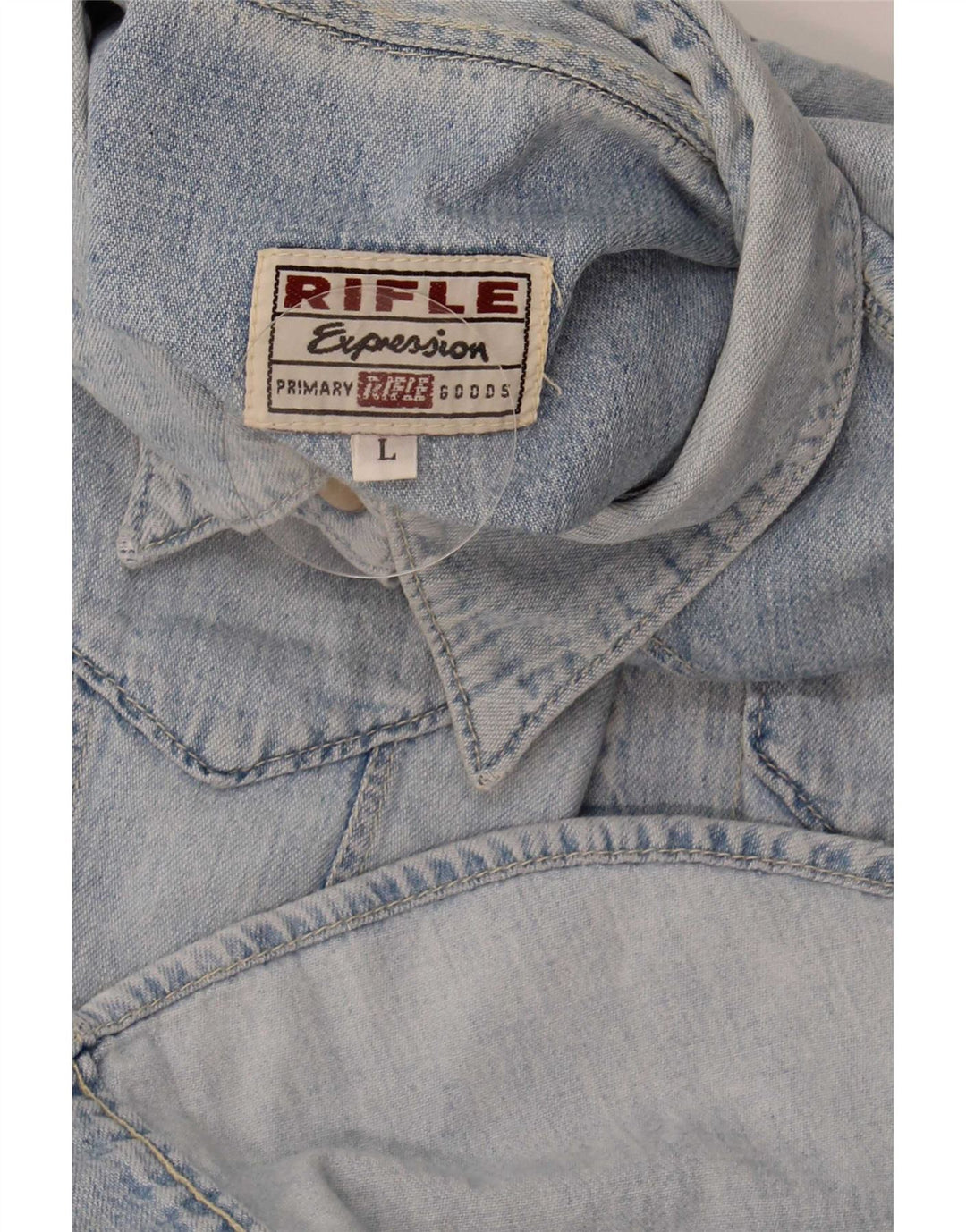 Rifle Womens Sleeveless Denim Shirt UK 14 Large Blue