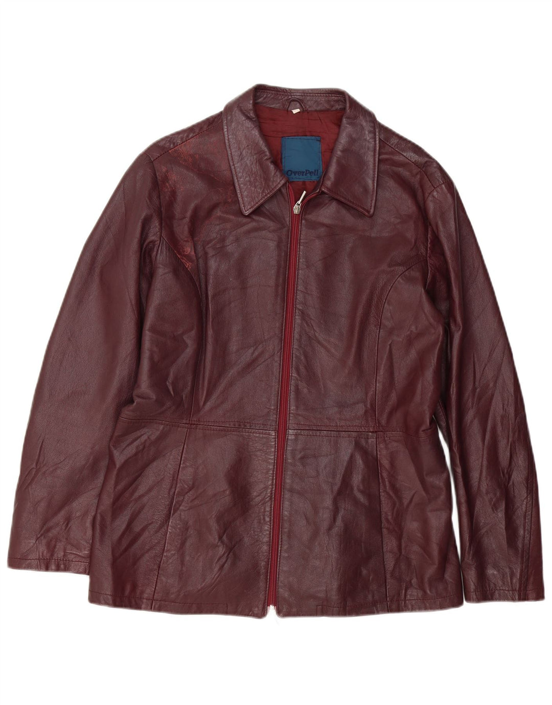 Vintage Womens Leather Jacket UK 18 XL Burgundy Leather