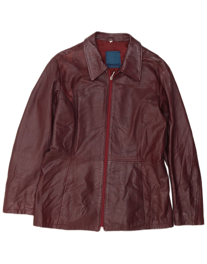 Vintage Womens Leather Jacket UK 18 XL Burgundy Leather