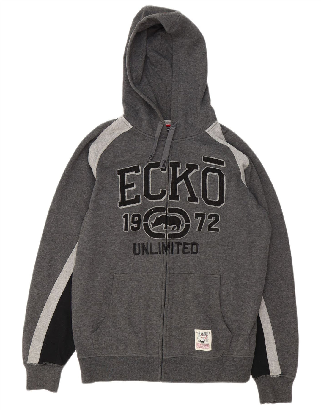Ecko Unltd Mens Graphic Zip Hoodie Sweater Medium Grey Polyester