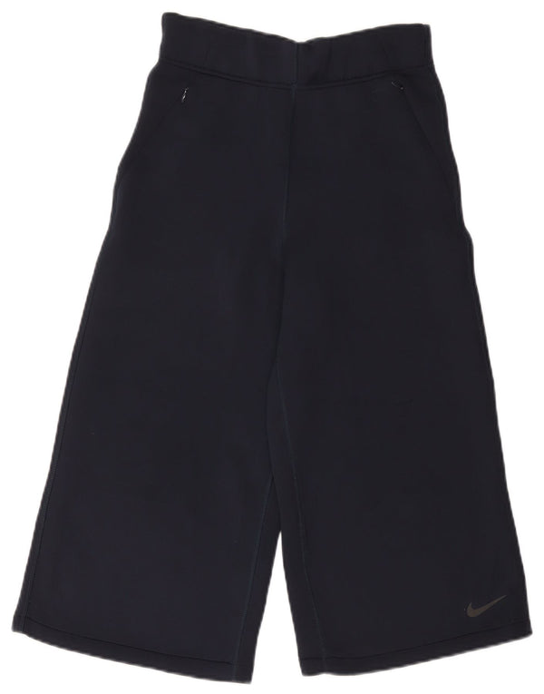 Nike Womens High Waist Capri Tracksuit Trousers UK 6 XS Navy Blue Polyester