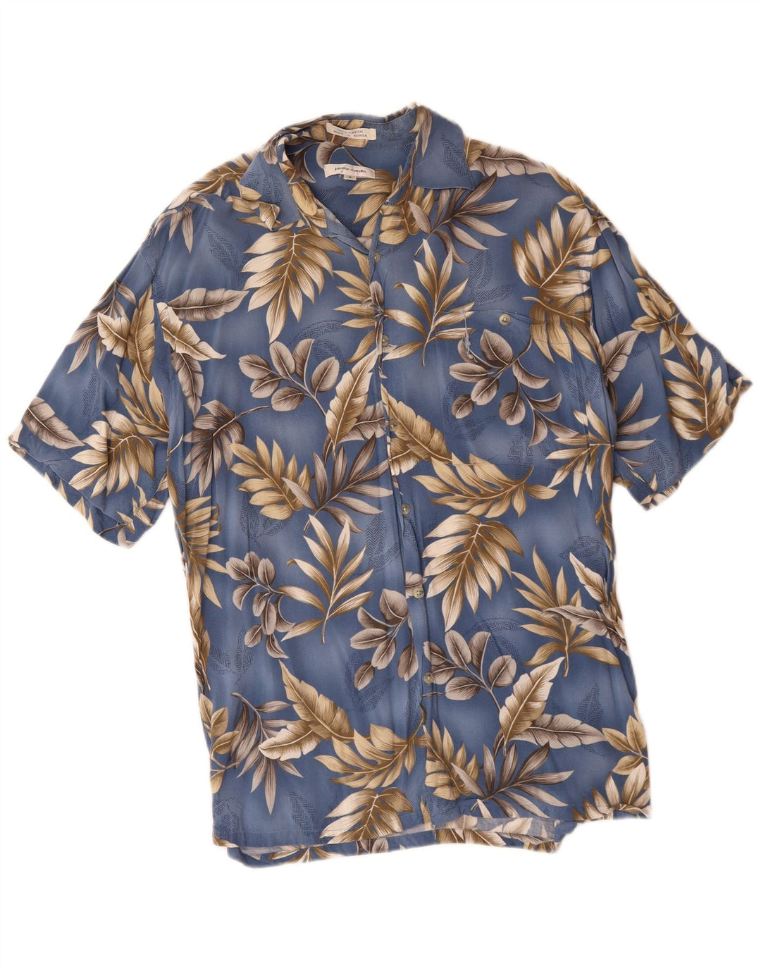 PIERRE CARDIN Mens Short Sleeve Shirt Small Blue Floral Rayon