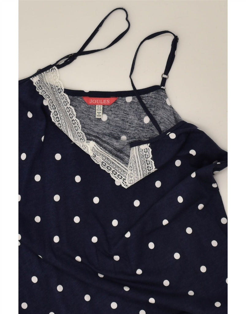 JOULES Womens Cami Top UK 12 Medium  Navy Blue Polka Dot | Vintage Joules | Thrift | Second-Hand Joules | Used Clothing | Messina Hembry 