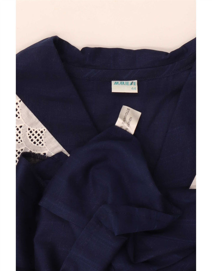 Vintage Womens Shirt Blouse IT 44 Medium Navy Blue Striped