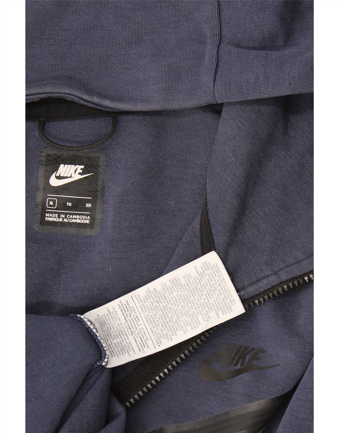 Nike Mens Zip Hoodie Sweater XL Navy Blue Cotton