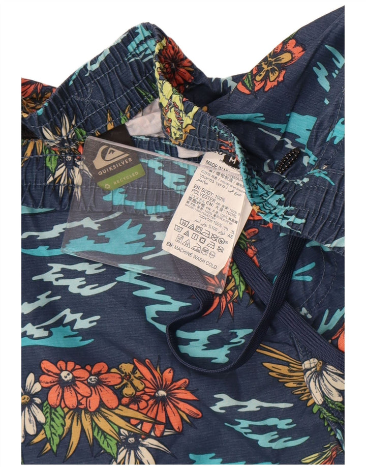 Quiksilver Mens Swimming Shorts Medium Navy Blue Floral Polyester