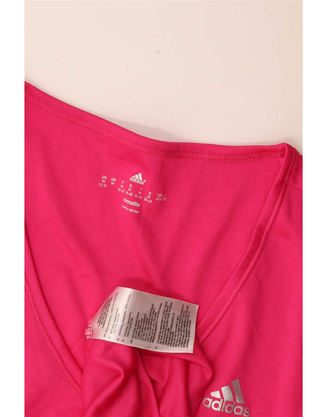 Adidas Womens Climalite T-Shirt Top UK 12/14 Medium Pink Polyester