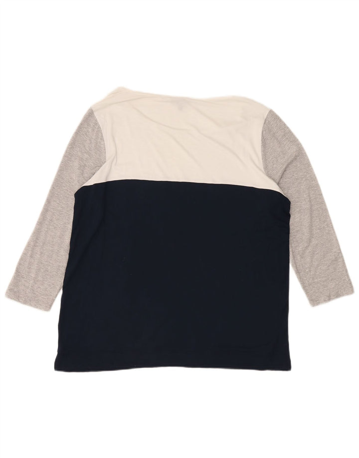 Jaeger Womens Top 3/4 Sleeve UK 16 Large Multicoloured Colourblock Viscose
